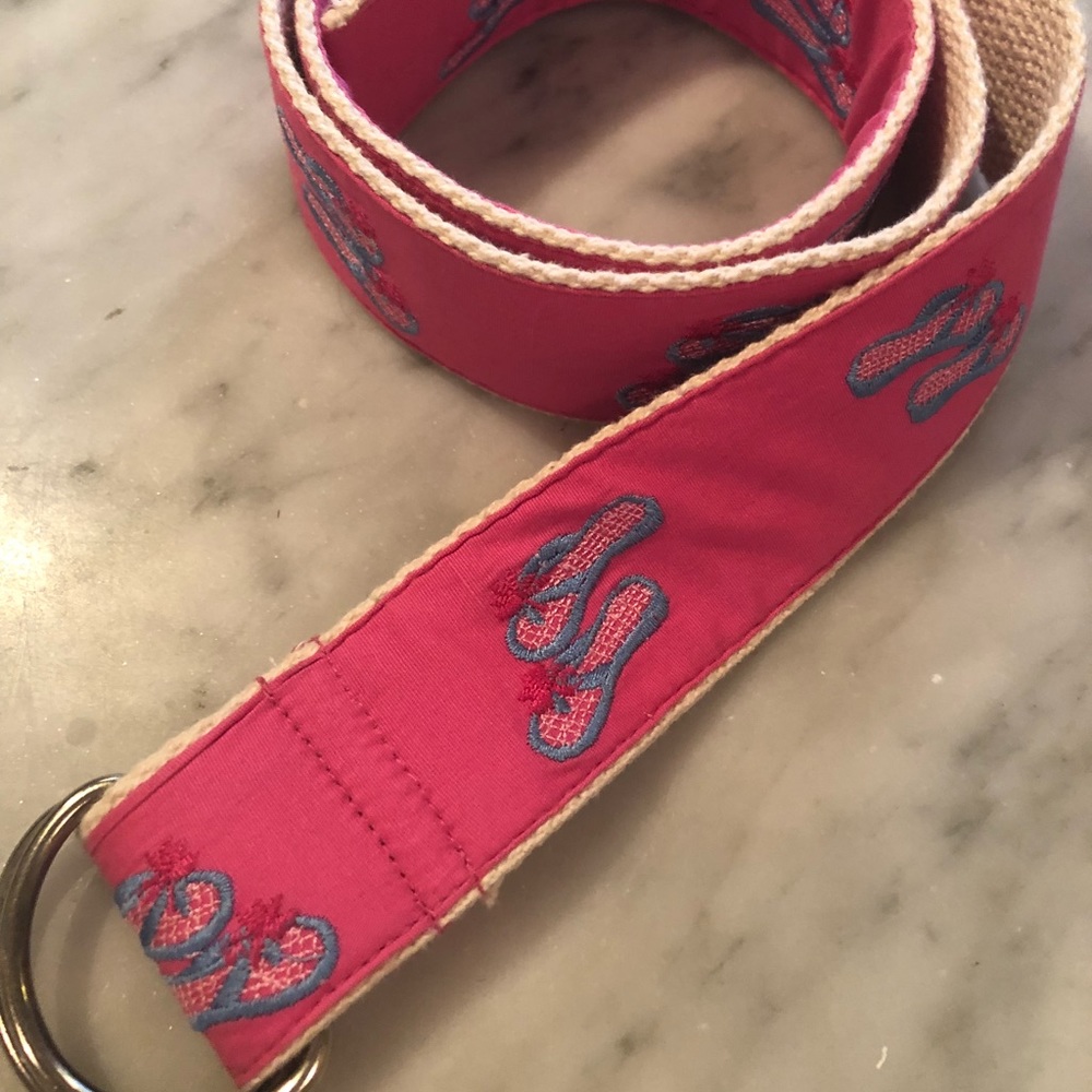 LILYPOD hot pink flip flop embroidered belt
